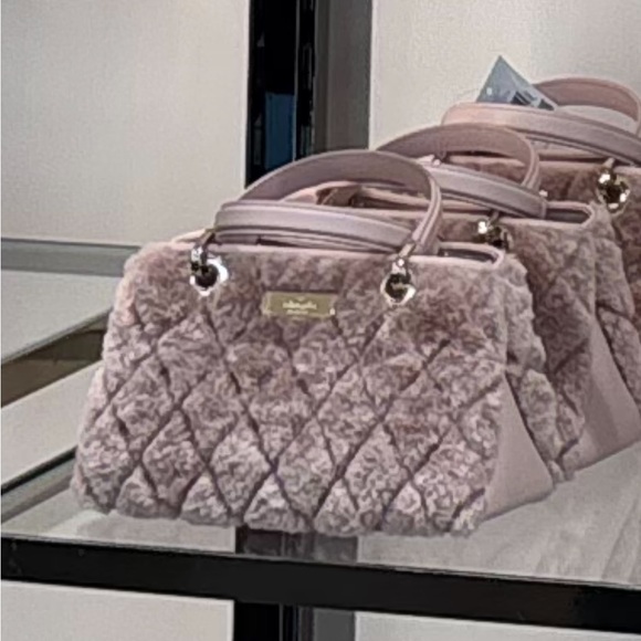 ♠️kate spade Carey Faux Fur Small Sullivan Satchel, Rose Smoke NWT - Picture 2 of 10